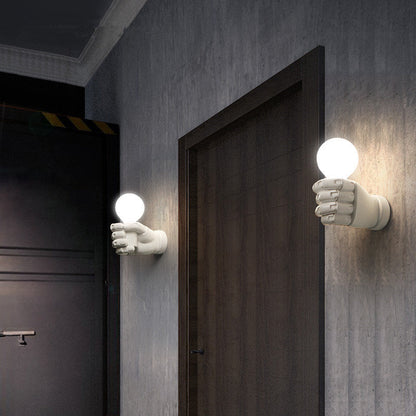 Vivolux | Fist Wandleuchte Art Deco Harz 1-Kopf Weiß/Schwarz Wandmontierte Leuchte für Büro