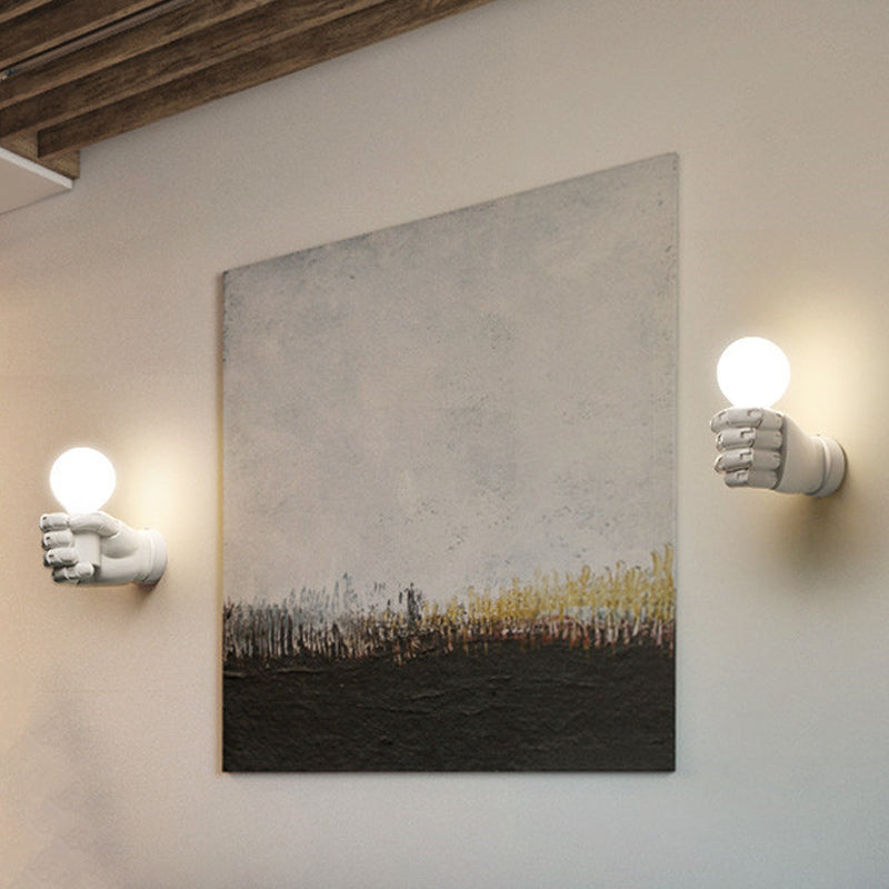 Vivolux | Fist Wandleuchte Art Deco Harz 1-Kopf Weiß/Schwarz Wandmontierte Leuchte für Büro