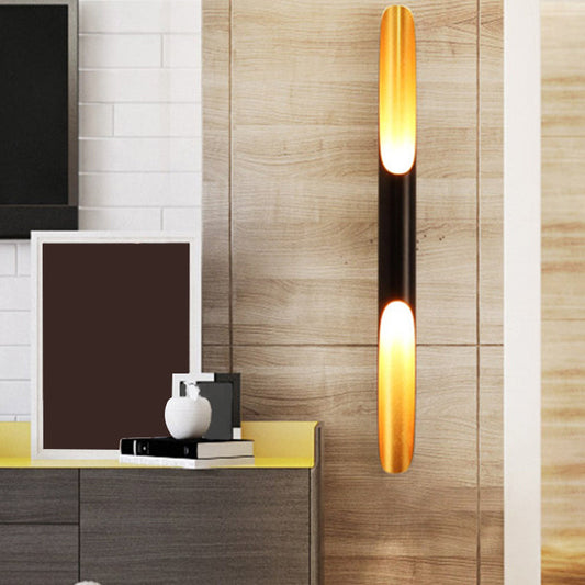 Vivolux | Cilinder Metallic Wandlamp Modern 1/4-Lamp Geel-Zwart Wandarmatuur voor Woonkamer