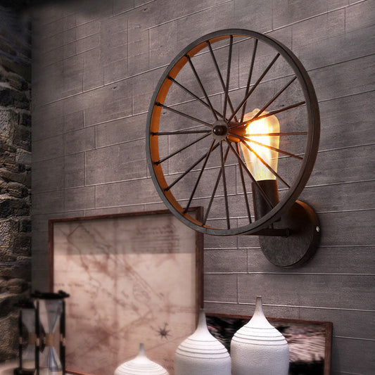Vivolux | Radwand Sconce Beleuchtung Dekorativ Metallisch 1-Kopf Café Wandmontierte Lampe in Schwarz