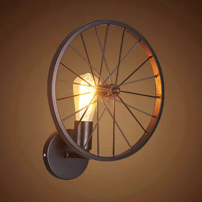 Vivolux | Radwand Sconce Beleuchtung Dekorativ Metallisch 1-Kopf Café Wandmontierte Lampe in Schwarz