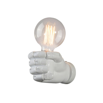 Vivolux | Resin Fist Wandmontierte Licht Kunstwerk 1-Glühbirne Wand Sconces in Weiß/Schwarz/Abgebeiztem Holz für Restaurant
