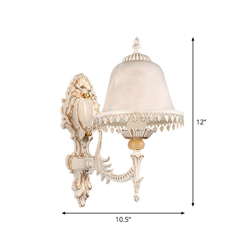 Vivolux | Einzel-Glühbirne Mattierte Weiße Glas Wandlampe Vintage Beige Glockenförmige Schlafzimmer Wandbeleuchtungseinheit