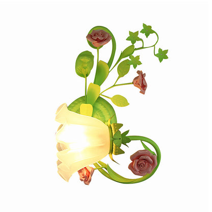 Vivolux | Einzelleuchte für die Wand links/rechts, Pastorale Rüsche, satiniertes weißes Glas, Wandleuchte in Grün mit/ohne Schalter