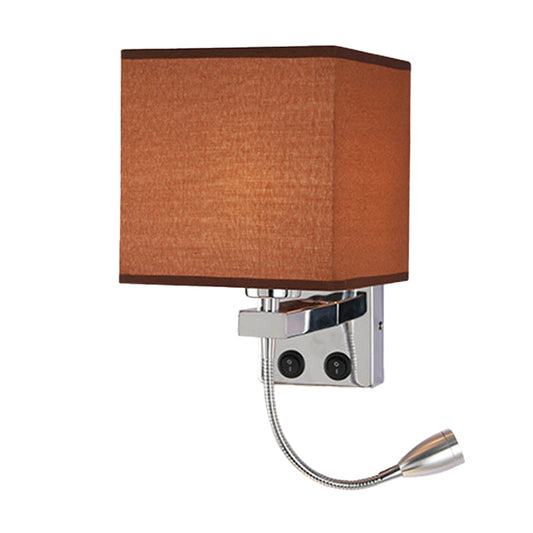 Vivolux | 1 Kopf Nachttisch Wand Leseleuchte Moderne Schwarz/Beige/Kaffee Spotlight Wandlampe mit rechteckigem Stoffschirm