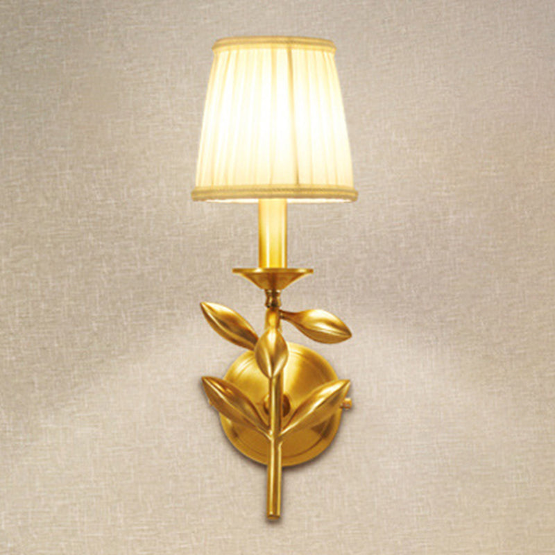 Vivolux | Gold Wheat Branch Wandlamp Boerderij Metaal Enkele Slaapkamer Wandmontage Armatuur met Verzamelde Stoffen Kappen