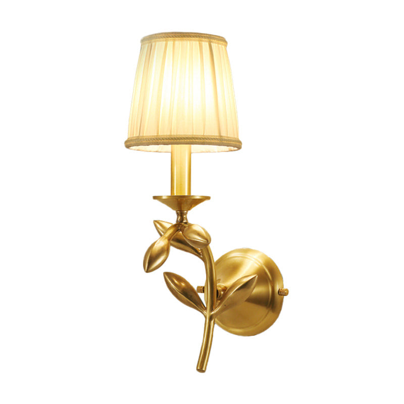 Vivolux | Gold Wheat Branch Wandlamp Boerderij Metaal Enkele Slaapkamer Wandmontage Armatuur met Verzamelde Stoffen Kappen