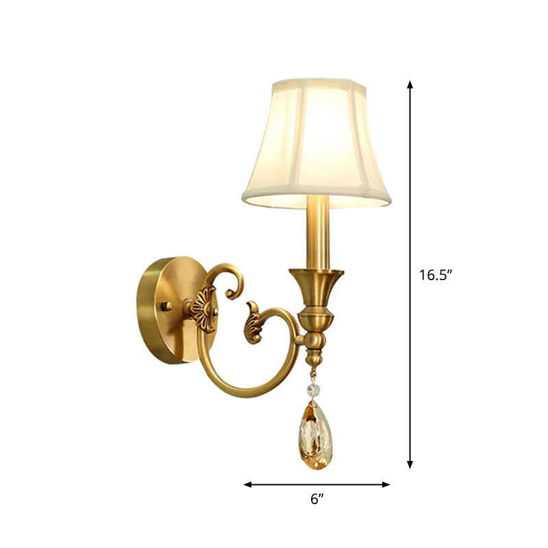 Vivolux | Traditionelle Flatternde Wandleuchte 1/2-Licht Stoff Wandlampen in Gold mit Kristalltropfen