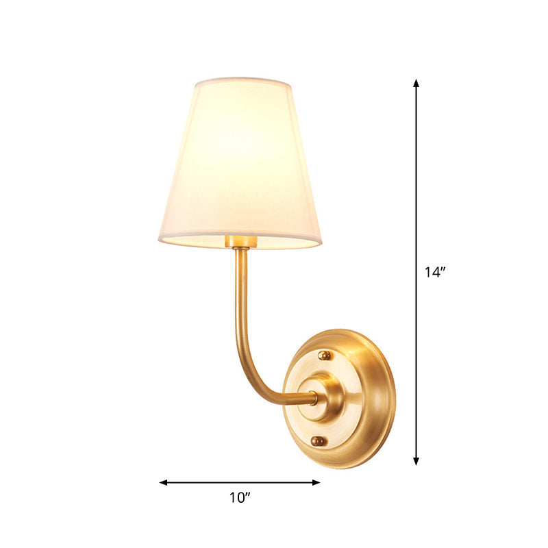 Vivolux | Einzelne-Glühbirne Wandmontierte Lampe Minimalistische Wohnzimmer Wandlicht mit konischem Stoffschirm in Gold