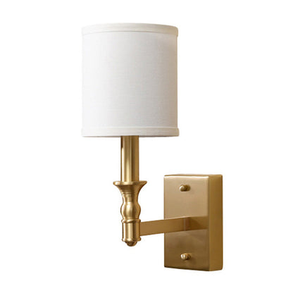 Vivolux | Zylinderförmige Stoff-Wandlicht-Set Einfachheit 1-Leuchtmittel Schlafzimmer Wandmontage Beleuchtung in Gold