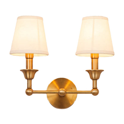 Vivolux | Traditionele Kegel Wandlamp 1/2-Lamp Stof Wand Gemonteerde Verlichtingsarmatuur in Antiqued Goud