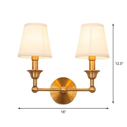 Vivolux | Traditionele Kegel Wandlamp 1/2-Lamp Stof Wand Gemonteerde Verlichtingsarmatuur in Antiqued Goud