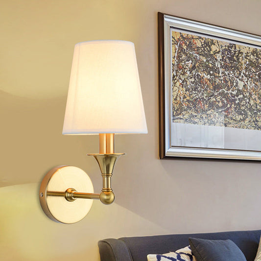 Vivolux | Traditionele Kegel Wandlamp 1/2-Lamp Stof Wand Gemonteerde Verlichtingsarmatuur in Antiqued Goud