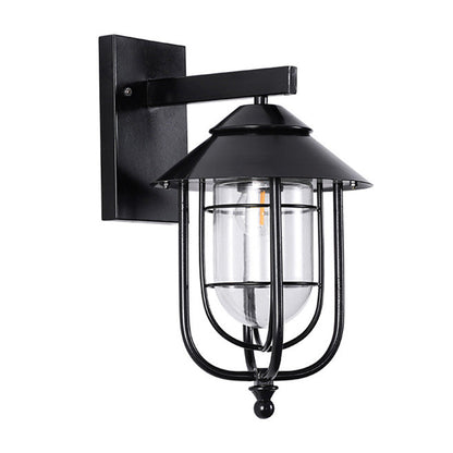 Vivolux | Schwarze Halbkapsel-Wandlaterne Landhausstil Klarglas 1 Glühbirne Außen Wandmontierte Lampe