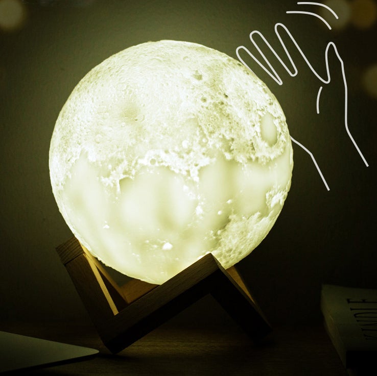 Vivolux | Kreative Mini Wiederaufladbare 3D Gedruckte Mond 1-Licht LED Tischlampe