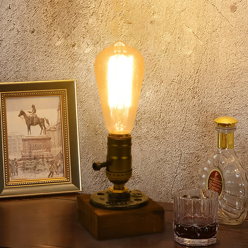 Vivolux | Vintage Industrie Eisen Glühbirne 1-Licht Tischlampe