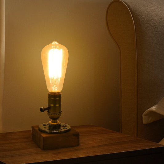 Vivolux | Vintage Industrie Eisen Glühbirne 1-Licht Tischlampe
