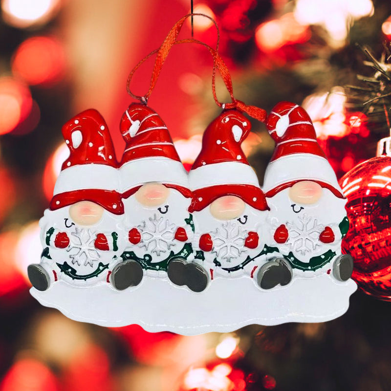 Vivolux | 4 Namen-Anpassbare Familien-Weihnachts Weihnachtsbaumdekoration Ornament mit Namen-Zwerge Familie
