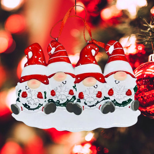 Vivolux | 4 Namen-Anpassbare Familien-Weihnachts Weihnachtsbaumdekoration Ornament mit Namen-Zwerge Familie