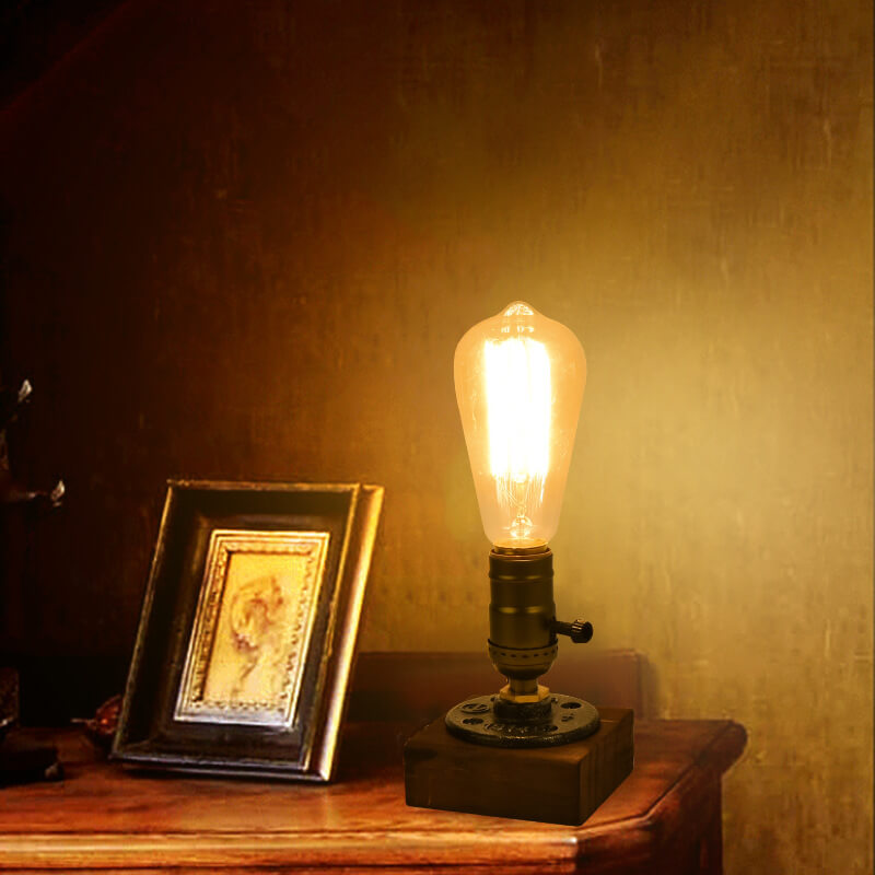 Vivolux | Vintage Industrie Eisen Glühbirne 1-Licht Tischlampe
