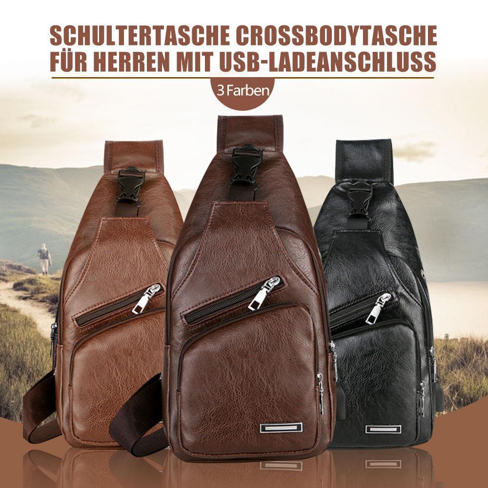Vivolux | Schultertasche Crossbodytasche für Herren mit USB-Ladeanschluss