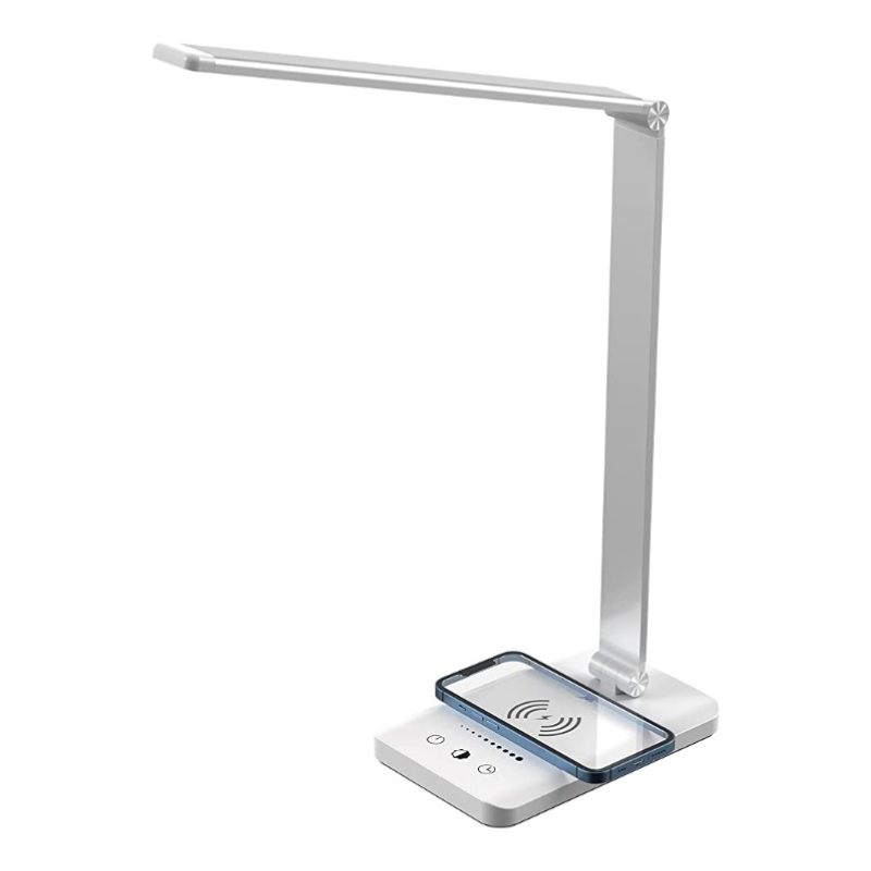Vivolux | LED-Schreibtischlampe mit USB-Ladeanschluss, dimmbare augenfreundliche Leselampe für zu Hause, mit 5 Helligkeitsstufen & 3 Lichtmodi, Touch-Steuerung, Auto-Timer (Schwarz)