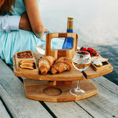 Vivolux | Tragbarer Holz Picknick Wein Tisch