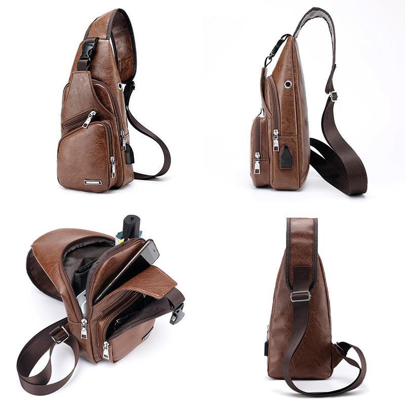 Vivolux | Schultertasche Crossbodytasche für Herren mit USB-Ladeanschluss
