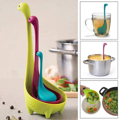Nettes Loch Nessie Monster Set Sieb, Suppenlöffel, Teesieb
