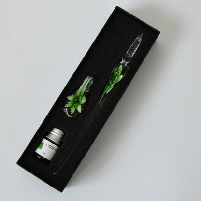 Vivolux | Glas Kalligraphie Stiftset mit Tinte und Stiftablage