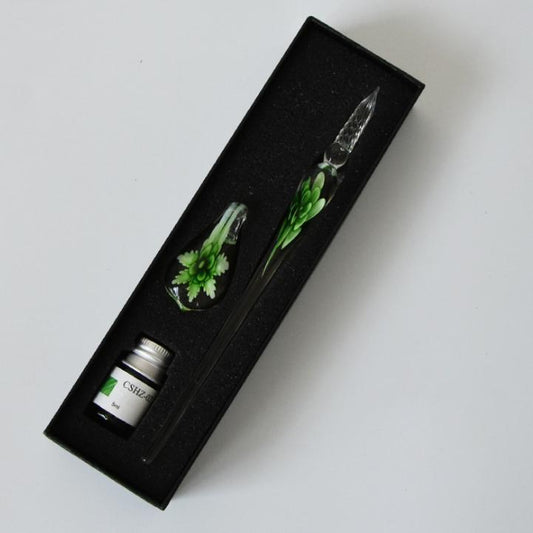 Vivolux | Glas Kalligraphie Stiftset mit Tinte und Stiftablage