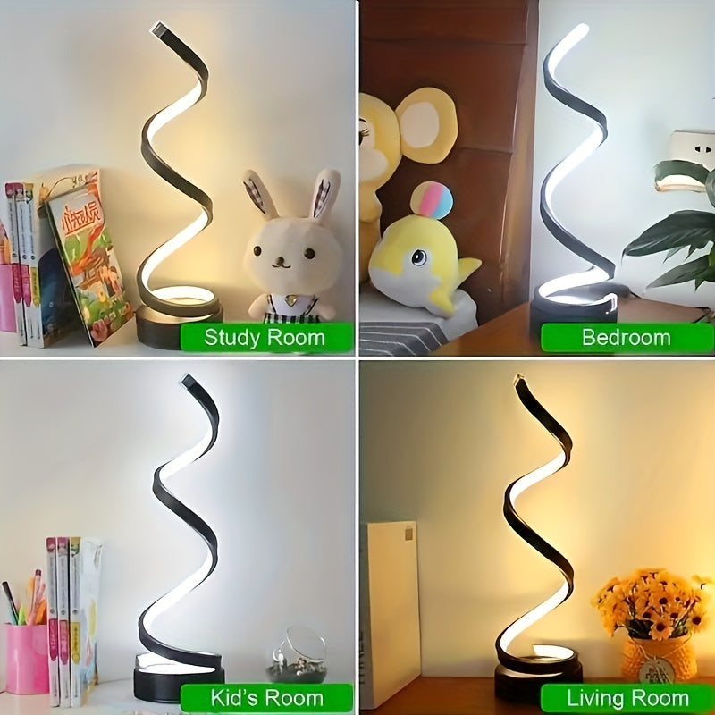 Vivolux | Moderne Spiral Tischlampe – Kreative LED Schreibtischlampe mit sanftem warmem Licht, perfekt für Schlafzimmer, Wohnzimmer und Studien Dekor