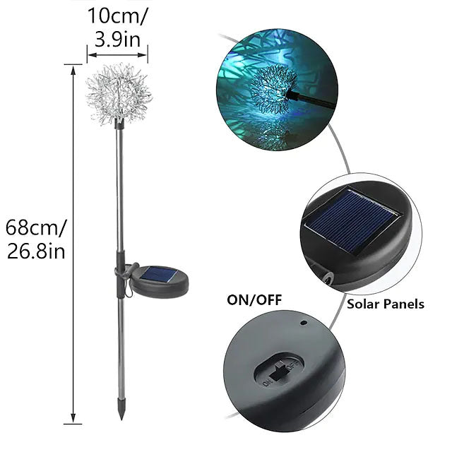 Vivolux | 2-Pack: Outdoor Solar Löwenzahn Rasenlichter
