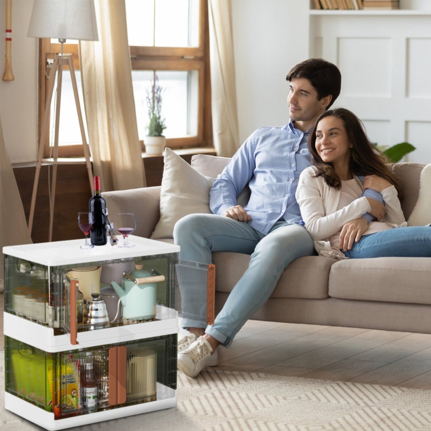 Vivolux | 2-teilig: Zusammenklappbare Stapelbare Aufbewahrungsbehälter mit Deckel