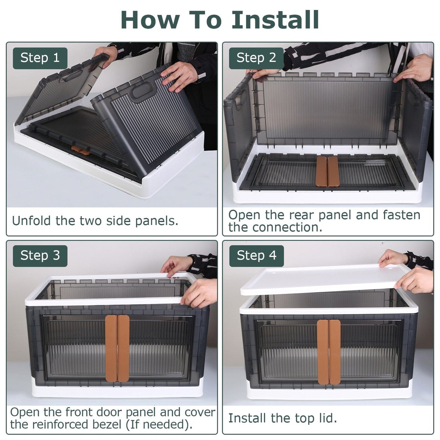 Vivolux | 2-teilig: Zusammenklappbare Stapelbare Aufbewahrungsbehälter mit Deckel