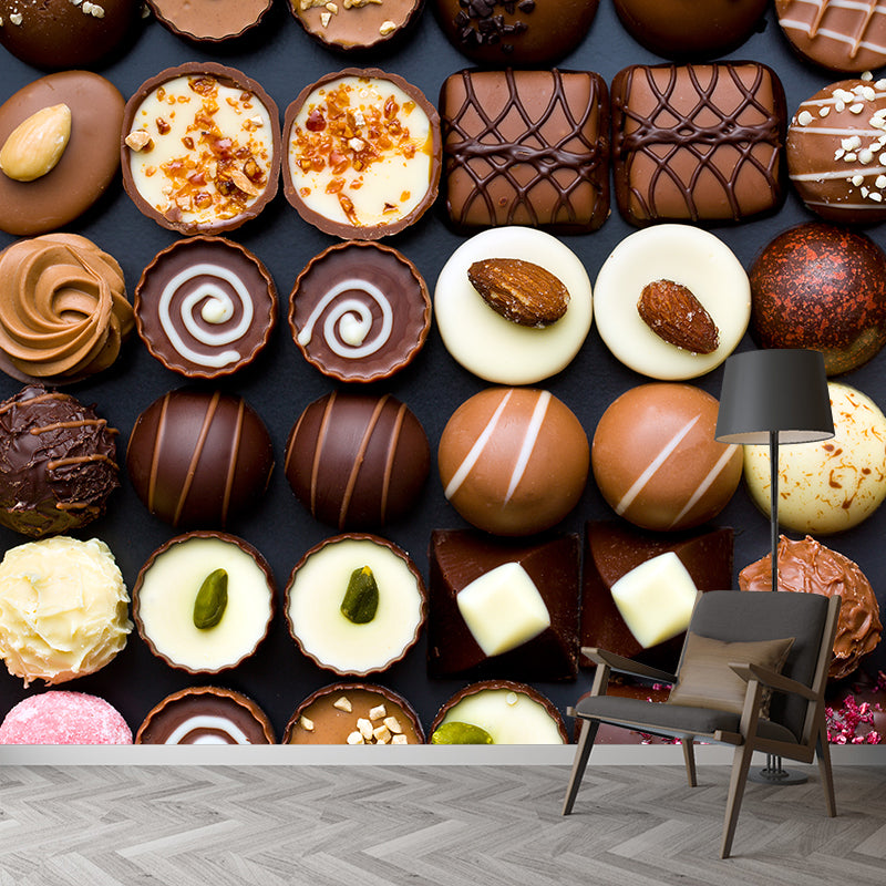 Vivolux | Schokoladenmural Tapete Sanfte Farbe Zeitgemäße Wandverkleidung für Dessertladen