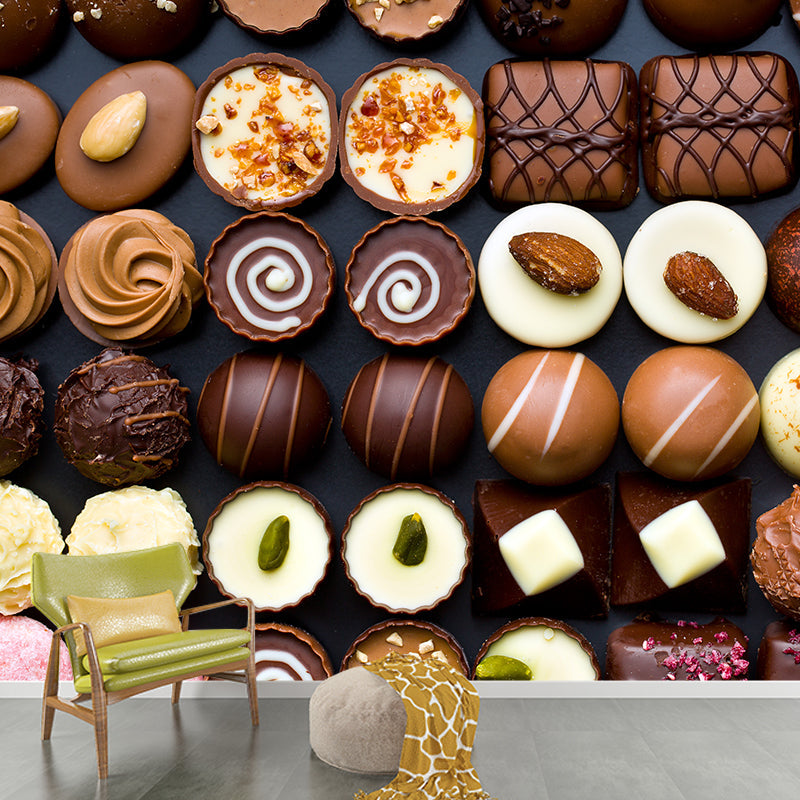 Vivolux | Schokoladenmural Tapete Sanfte Farbe Zeitgemäße Wandverkleidung für Dessertladen