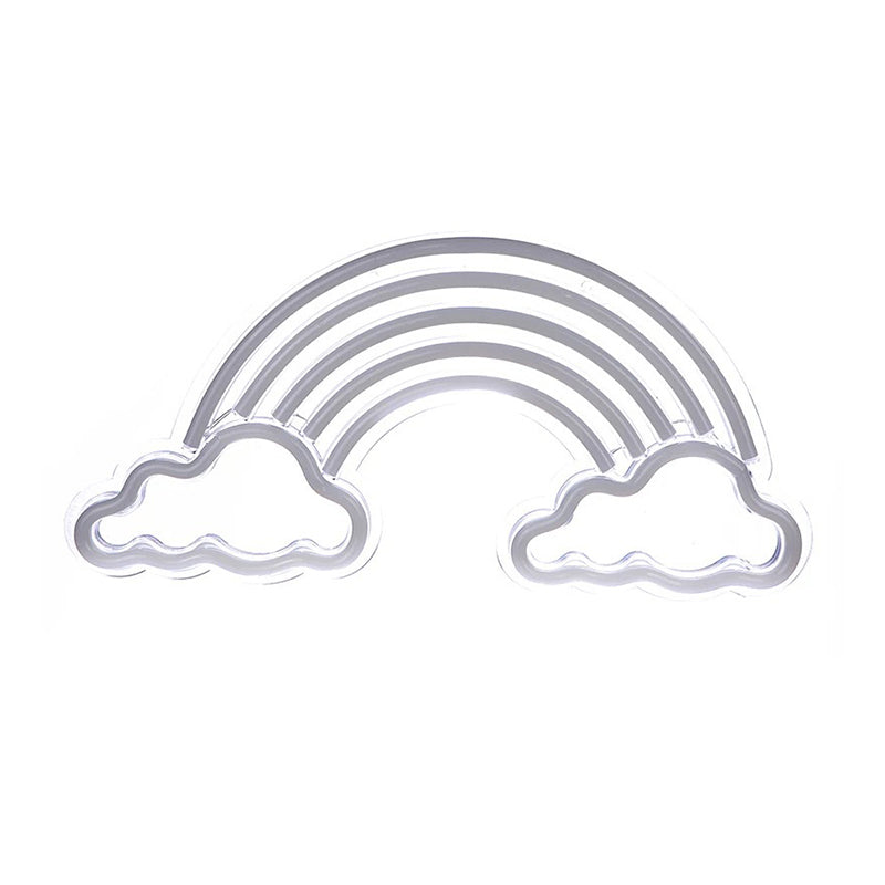 Vivolux | LED Schlafzimmer Nachtbeleuchtung Cartoon Weiße Nachttischlampe mit Regenbogen Kunststoffschirm