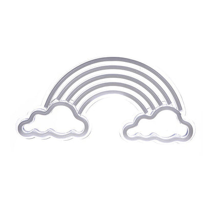 Vivolux | LED Schlafzimmer Nachtbeleuchtung Cartoon Weiße Nachttischlampe mit Regenbogen Kunststoffschirm