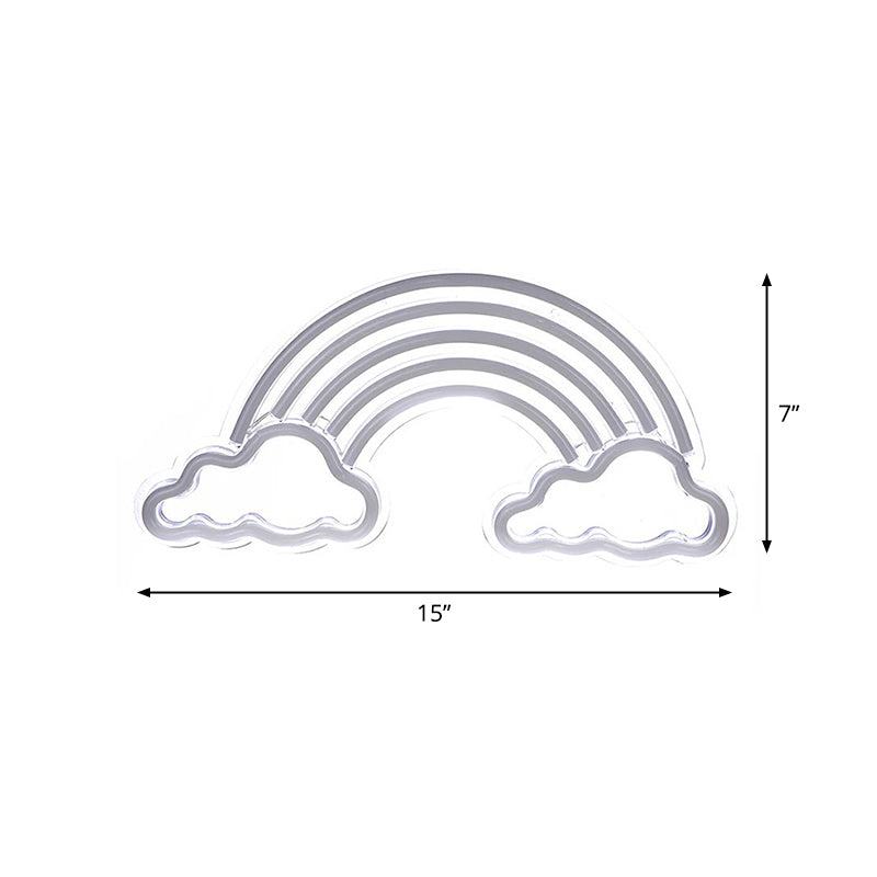 Vivolux | LED Schlafzimmer Nachtbeleuchtung Cartoon Weiße Nachttischlampe mit Regenbogen Kunststoffschirm