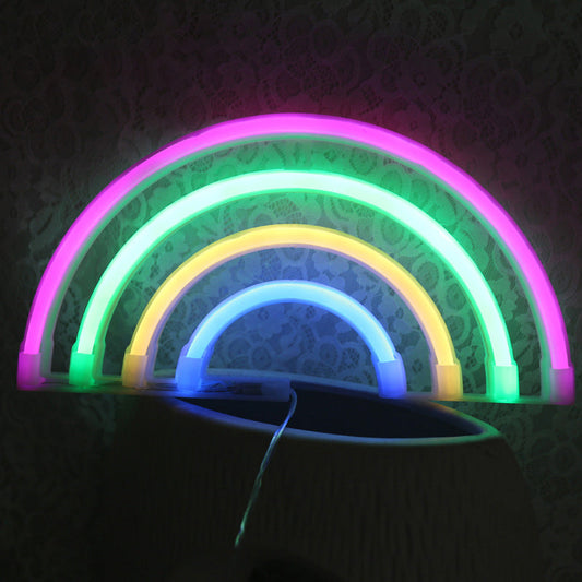 Vivolux | Regenboog Plastic Nachtlamp Creatieve USB Voeding LED Witte Wand Nachtverlichting voor Nachtkastje
