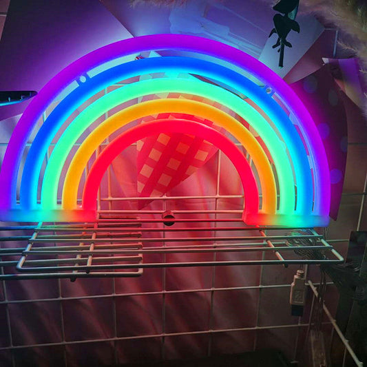 Vivolux | Plastic Rainbow Nachtlicht Modern Style LED Weiße Wand Nachtlampe mit USB Stecker-Kabel