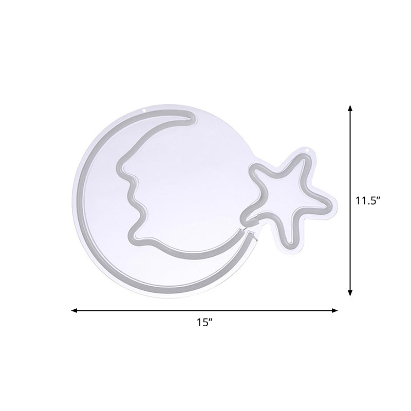 Vivolux | Maanskijn en Ster Kinderen Kamer Nachtlamp Plastic LED Creatieve Nachtkastverlichting in Wit met USB Stekkerkabel