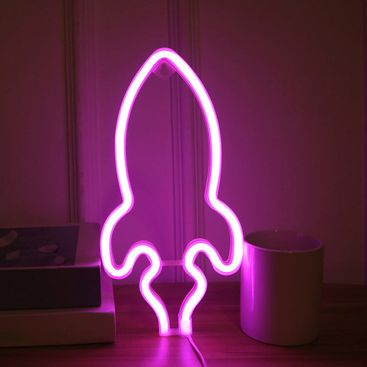 Vivolux | Raketenförmige Nachttischlampe Kreative Kunststoff Kinderzimmer USB LED Wandnachtlicht in Weiß