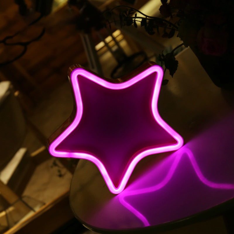 Vivolux | Mädchenzimmer LED Nachtbeleuchtung Cartoon Weiße Nachttischlampe mit Stern Kunststoffschirm