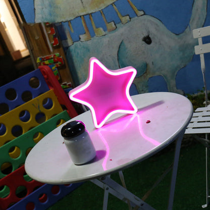 Vivolux | Mädchenzimmer LED Nachtbeleuchtung Cartoon Weiße Nachttischlampe mit Stern Kunststoffschirm