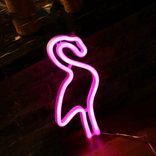Vivolux | Creatieve Batterij LED Wand Nachtlamp Witte Flamingo USB Nachtverlichting met Plastieken Schaduw