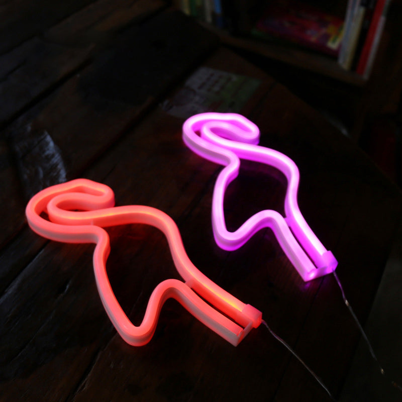 Vivolux | Creatieve Batterij LED Wand Nachtlamp Witte Flamingo USB Nachtverlichting met Plastieken Schaduw