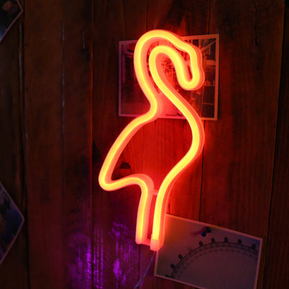 Vivolux | Creatieve Batterij LED Wand Nachtlamp Witte Flamingo USB Nachtverlichting met Plastieken Schaduw