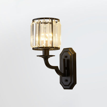 Vivolux | 1 Kopf Wandmontage Lichtarmatur Ländliche Trommel Facettiert Kristall Wandleuchte Sconces in Schwarz